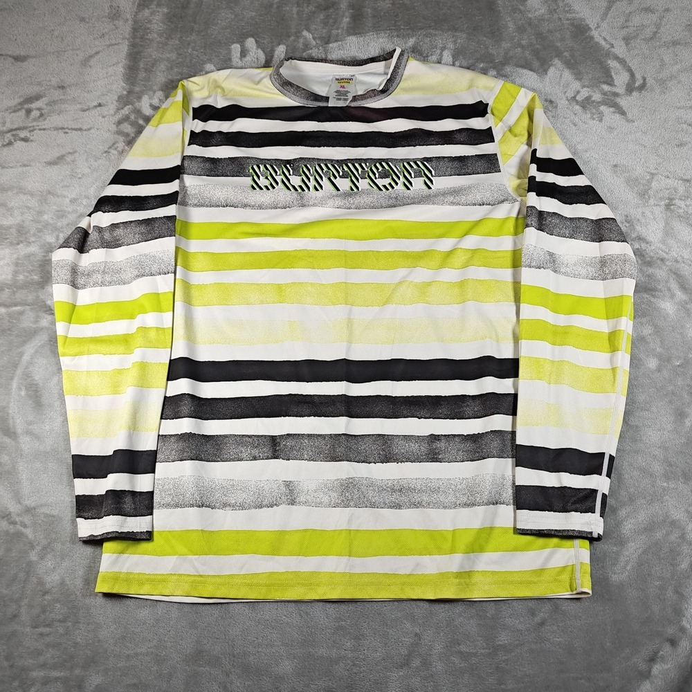 Burton Base Layer Shirt Men XL Striped Performance Dryride Snowboard Ski Outdoor